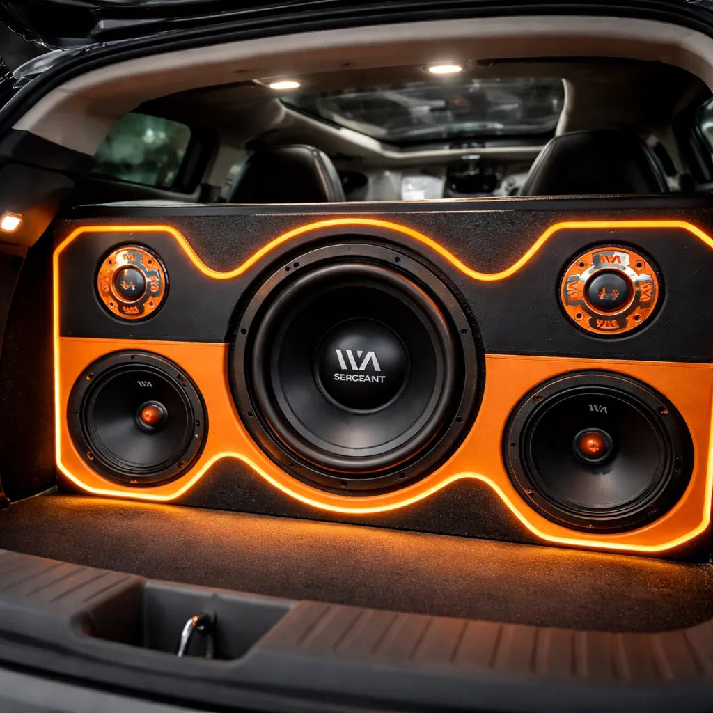 Cajon Rumbera Porteada Led Para Subwoofer 12 + Set De Medios