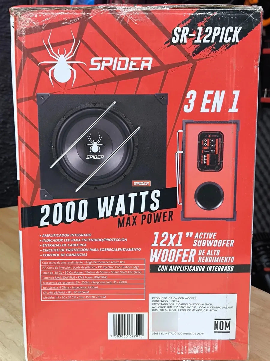 Subwoofer Amplificado Spider Sr-12pickde 12pulg 2000 Watts