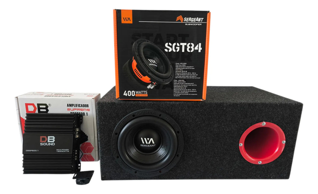 Subwoofer 8 Waraudio Sgt84 + Cajon Porteado + Amplificador