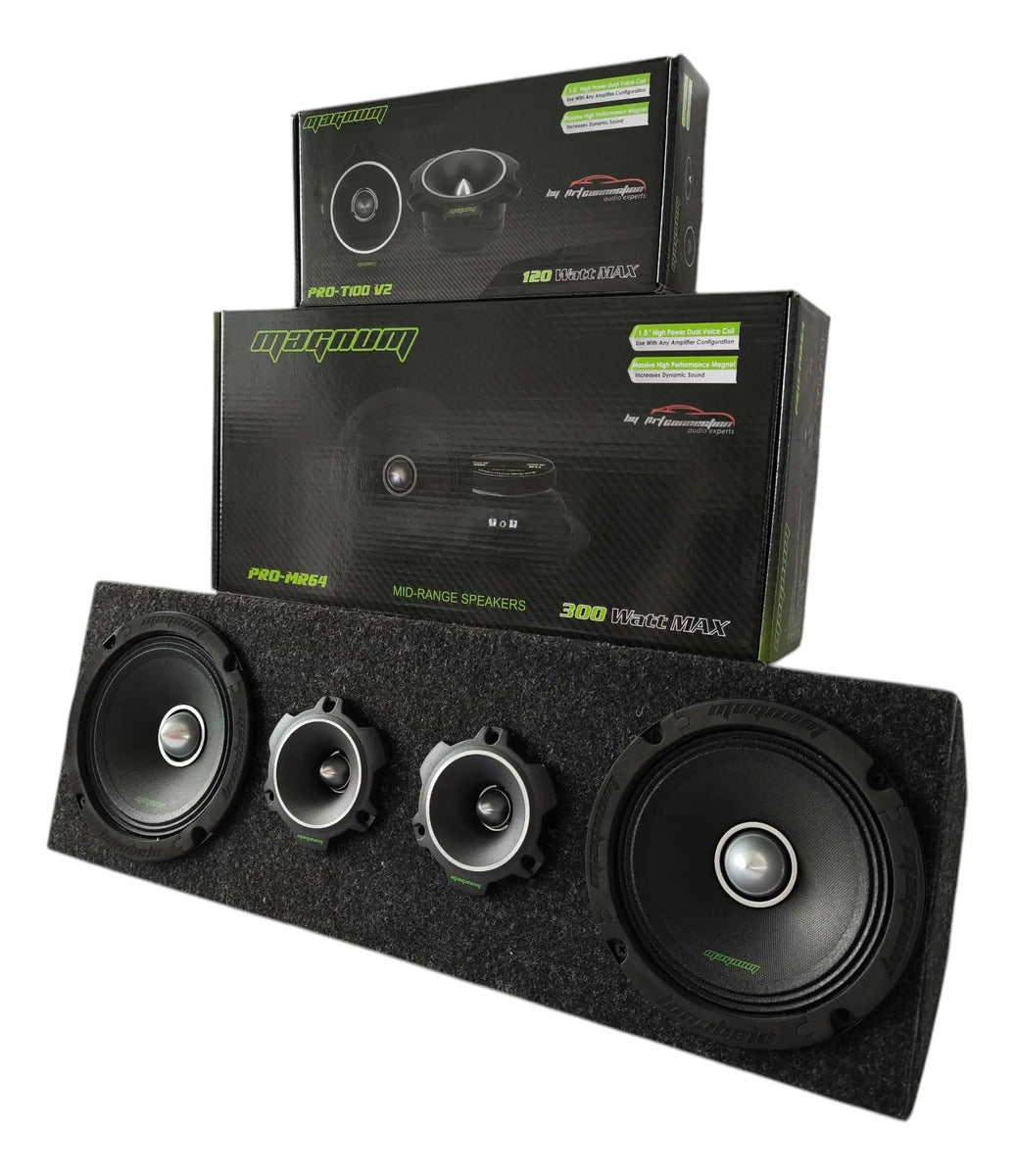 Set Magnum 2 Medios Rangos Pro-mr64 +pro-t100v2 + Cajon