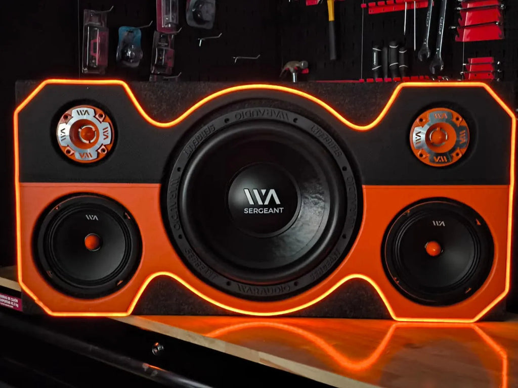 Cajon Rumbera Porteada Led Para Subwoofer 12 + Set De Medios