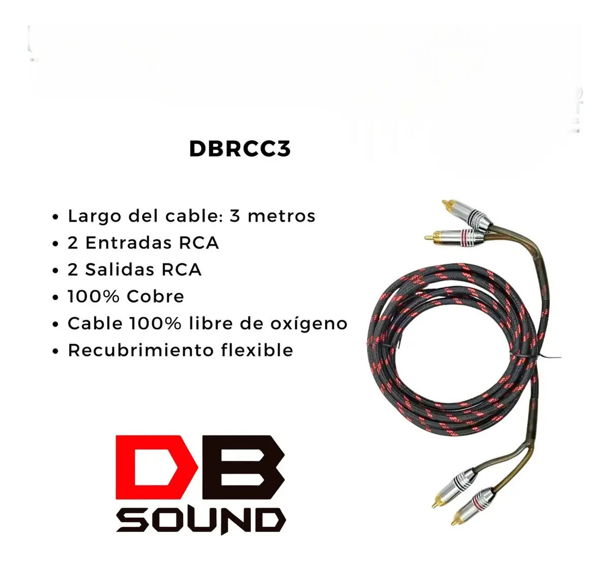 Cable Rca Reforzado Db Sound 100% Cobre 3 Metros Dbrcc3