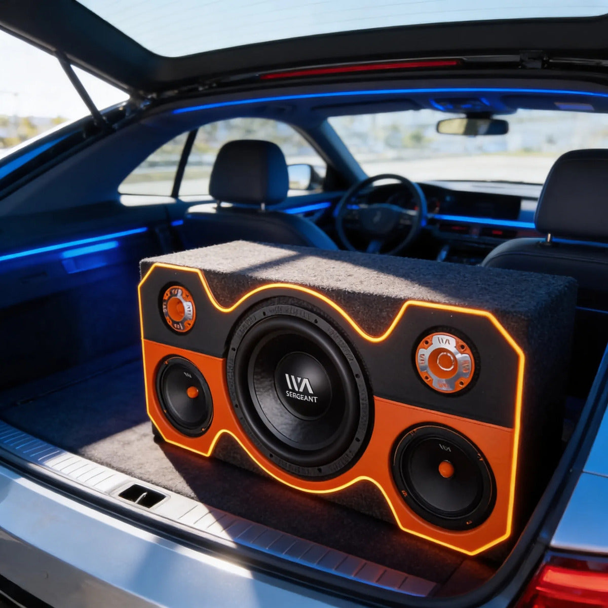 Cajon Rumbera Porteada Led Para Subwoofer 12 + Set De Medios