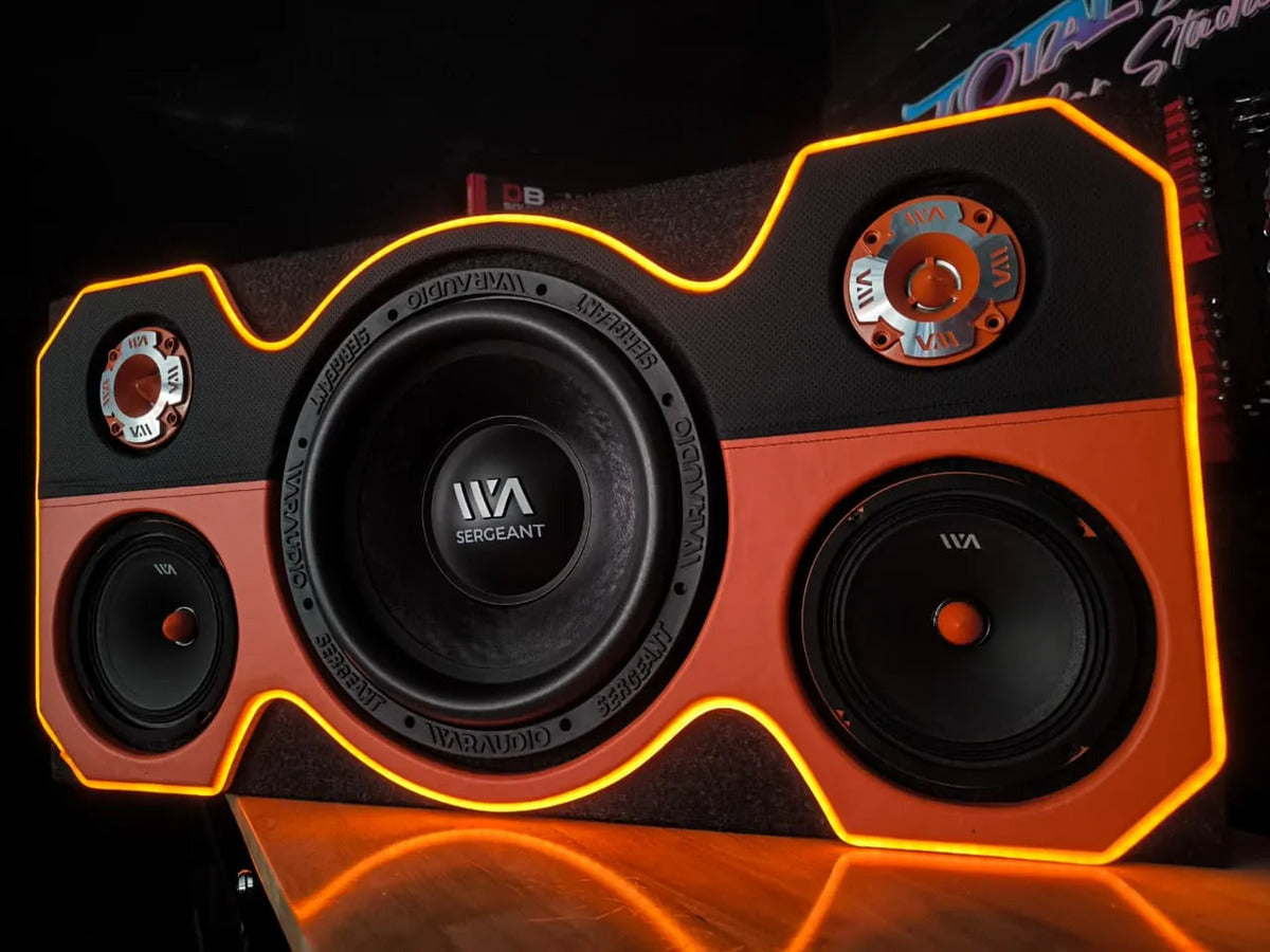 Cajon Rumbera Porteada Led Para Subwoofer 12 + Set De Medios
