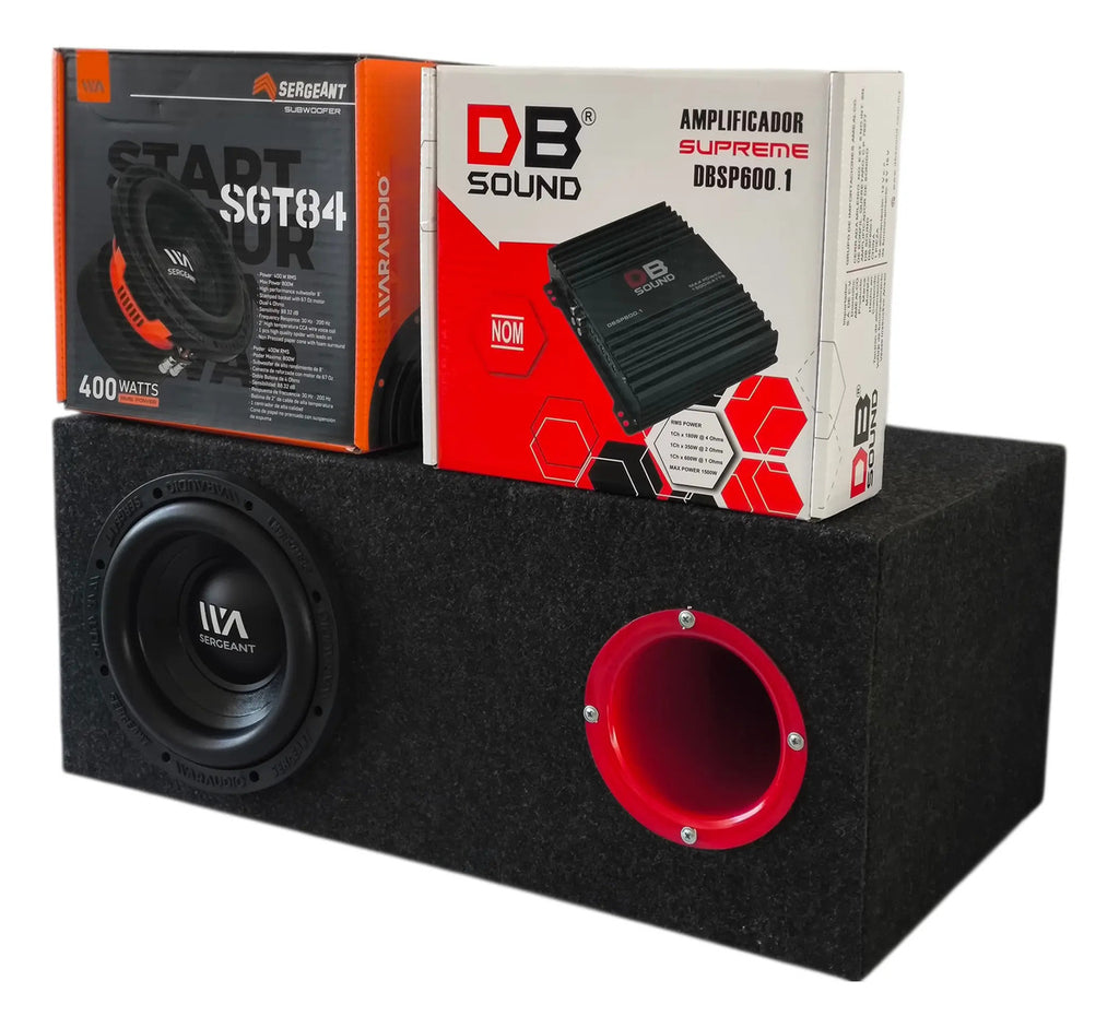 Subwoofer 8 Waraudio Sgt84 + Cajon Porteado + Amplificador