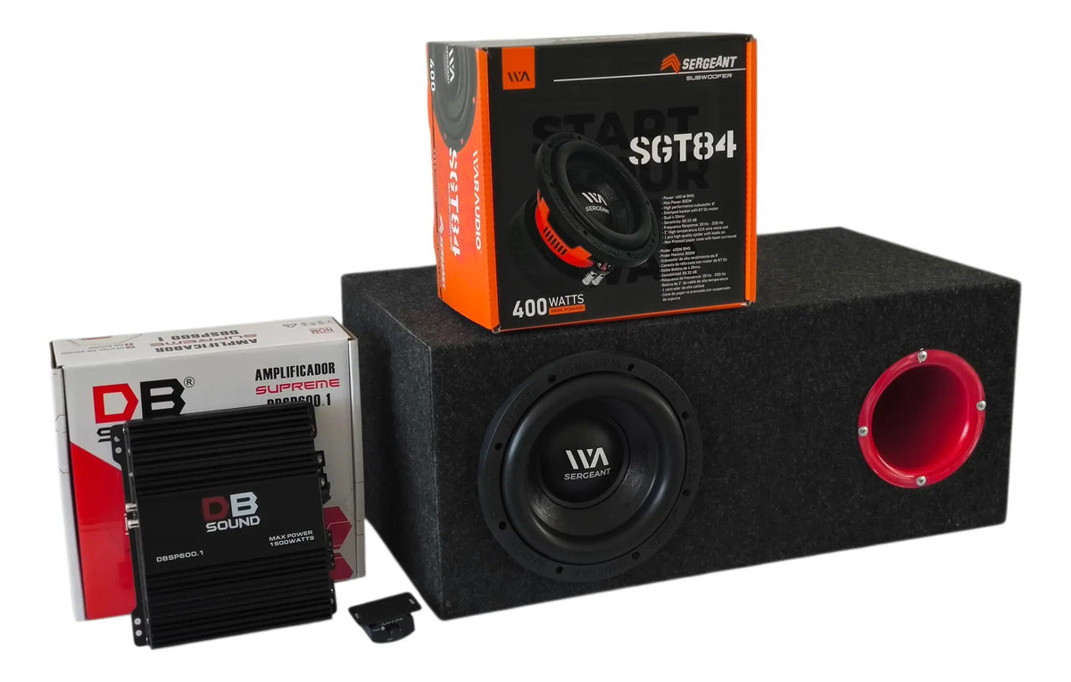 Subwoofer 8 Waraudio Sgt84 + Cajon Porteado + Amplificador