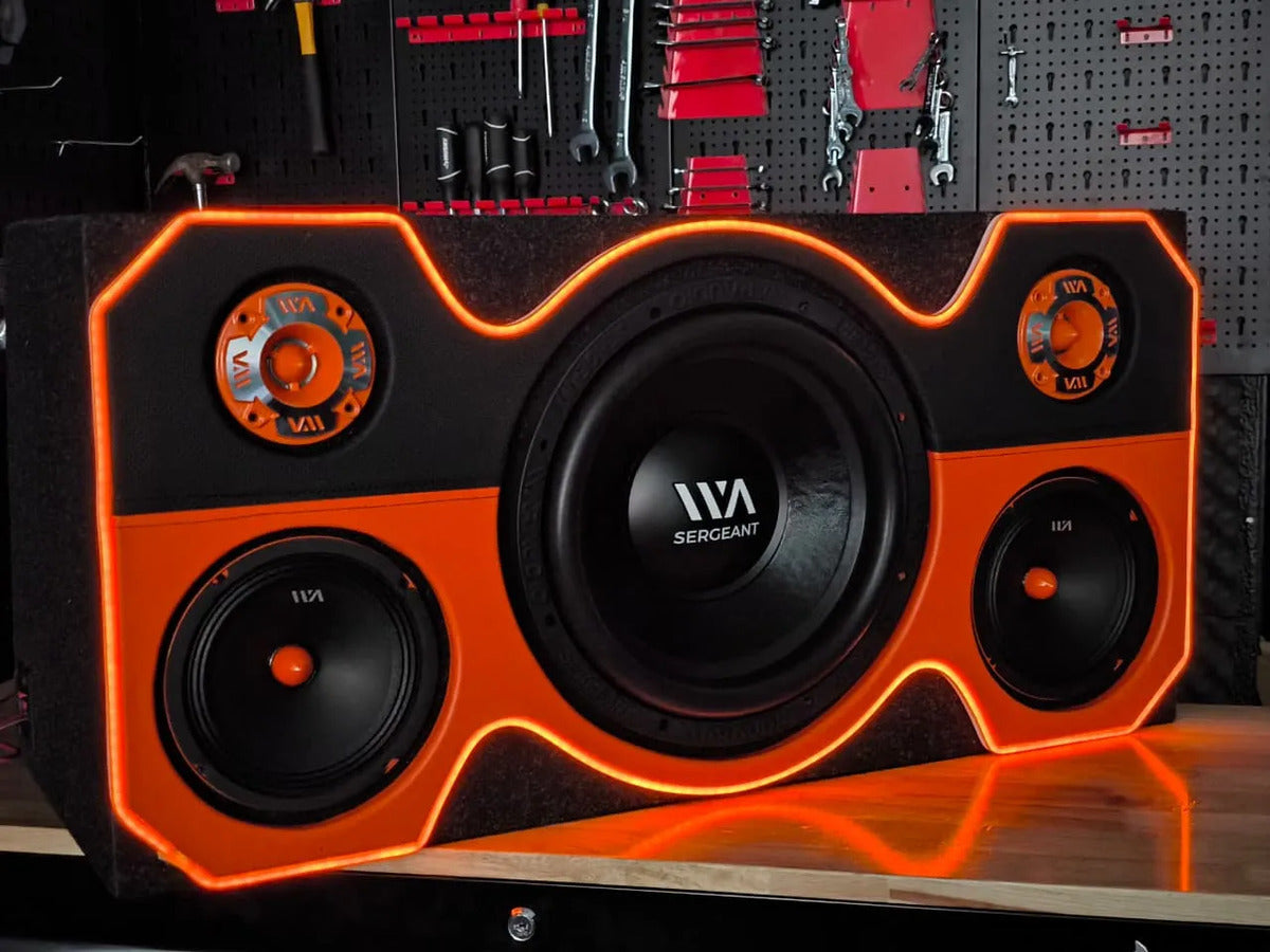 Cajon Rumbera Porteada Led Para Subwoofer 12 + Set De Medios