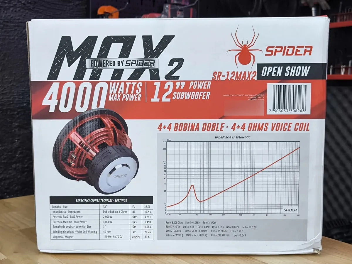 Subwoofer Spider Sr-12max2 12 Pulg 2000w/4000w Doble Bobina
