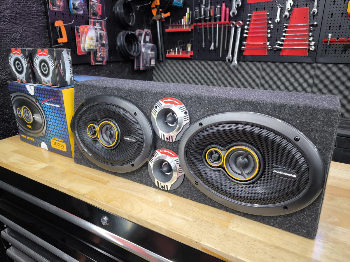 Paquete Audiobahn Ads6950 6x9 400w +tweeter +cajon Open Show