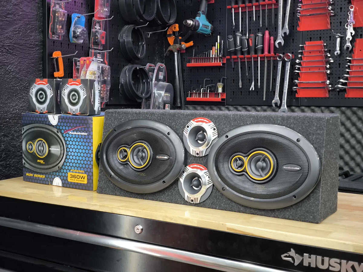 Paquete Audiobahn Ads6950 6x9 400w +tweeter +cajon Open Show