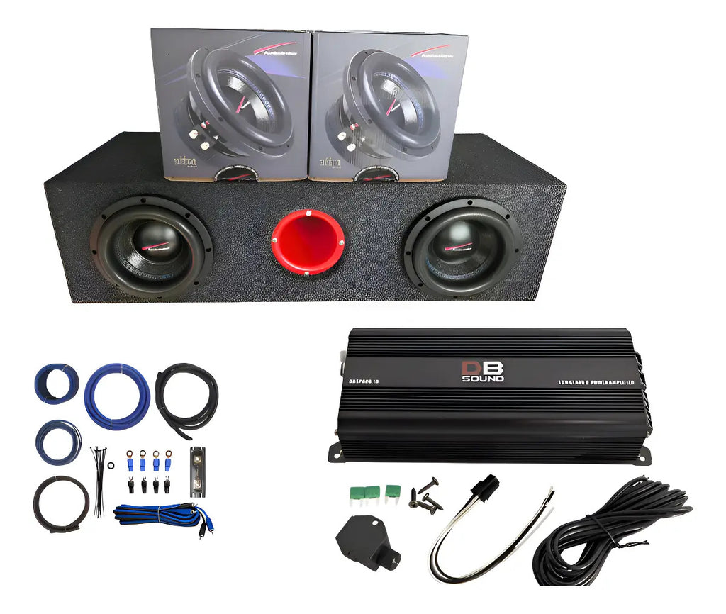 2 Audiobahn 8 PuLG 700w Asw8u + Cajon + Mono Dbsp800.1+kit4