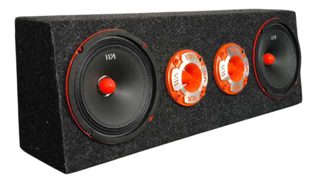 Set De Medios Rango War Audio Cabo68pksilver + Cajon Open