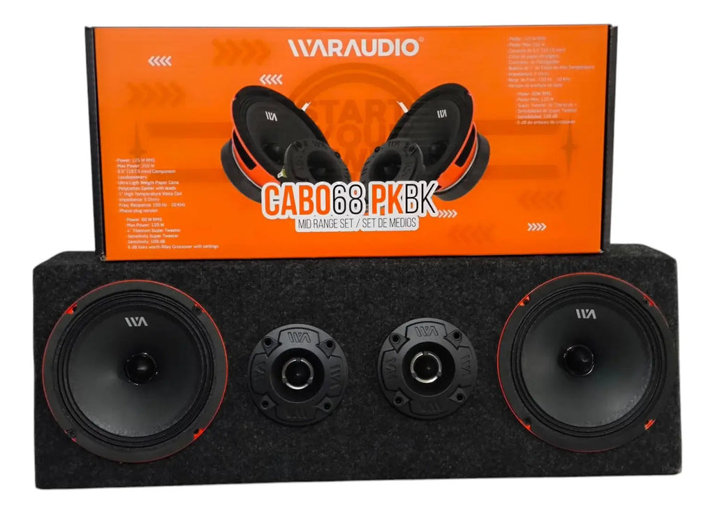 Set De Medios Rango War Audio Cabo68pksilver + Cajon Open