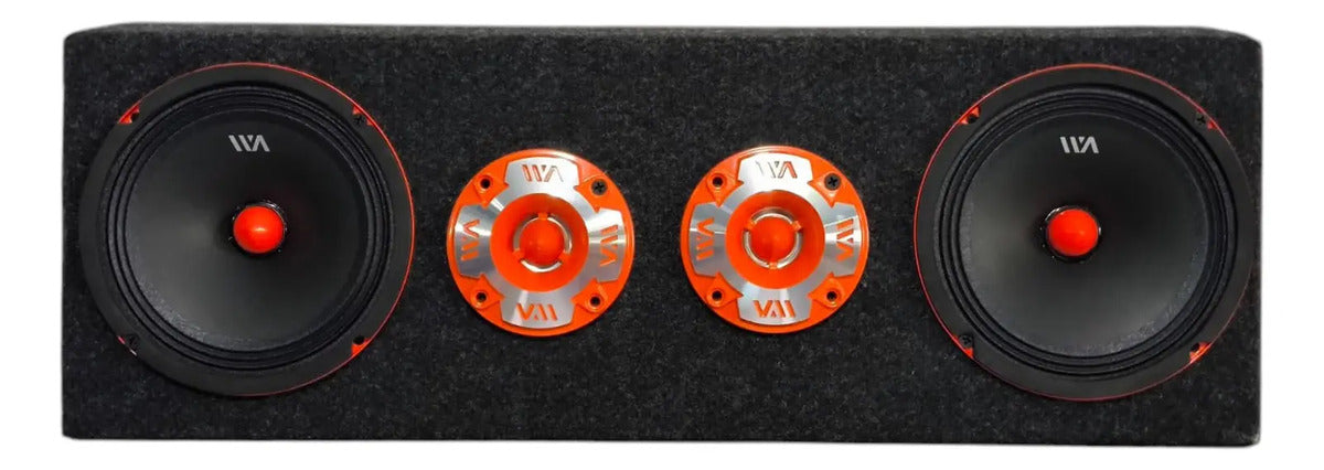Set De Medios Rango War Audio Cabo68pksilver + Cajon Open