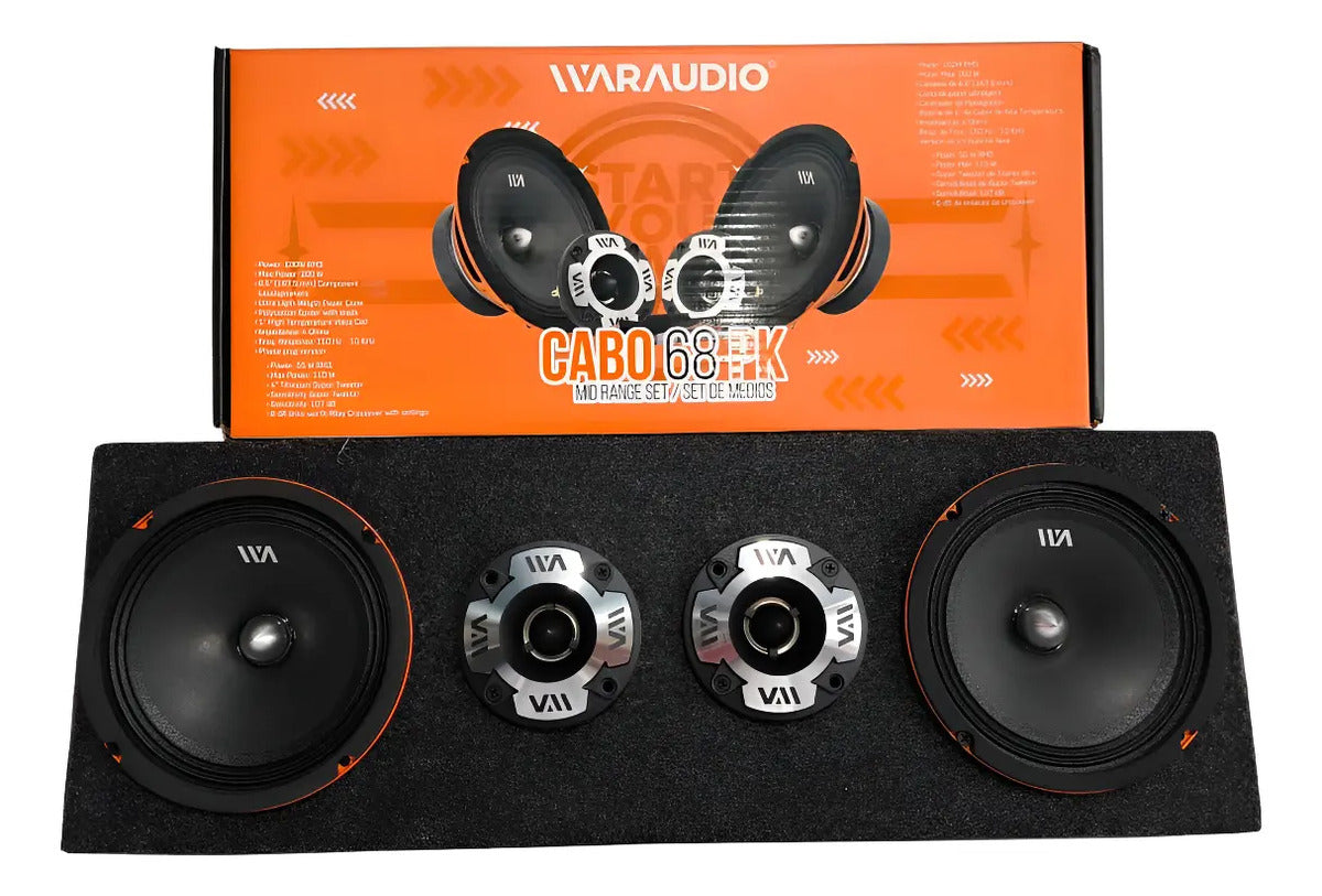 Set De Medios Rango War Audio Cabo68pksilver + Cajon Open