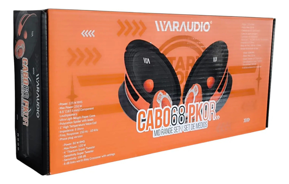 Set De Medios Rango War Audio Cabo68pksilver + Cajon Open