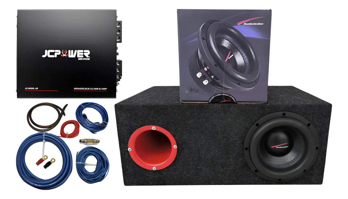 Subwoofer Audiobahn Asw8u Cajon Salida De Aire Amplificador