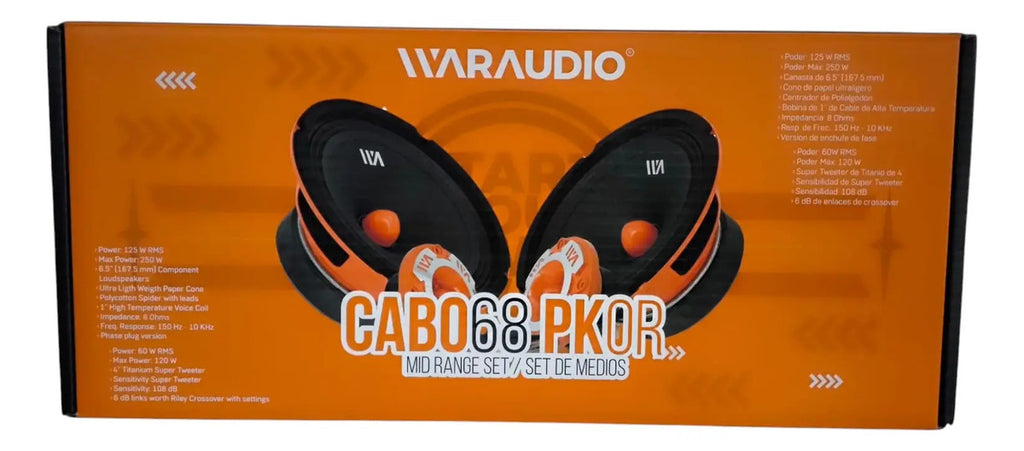 Set De Medios Rango War Audio Cabo68pksilver + Cajon Open
