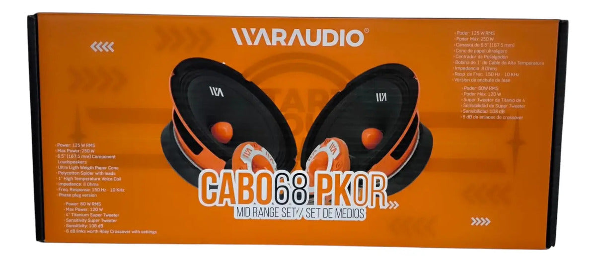 Set De Medios Rango War Audio Cabo68pksilver + Cajon Open