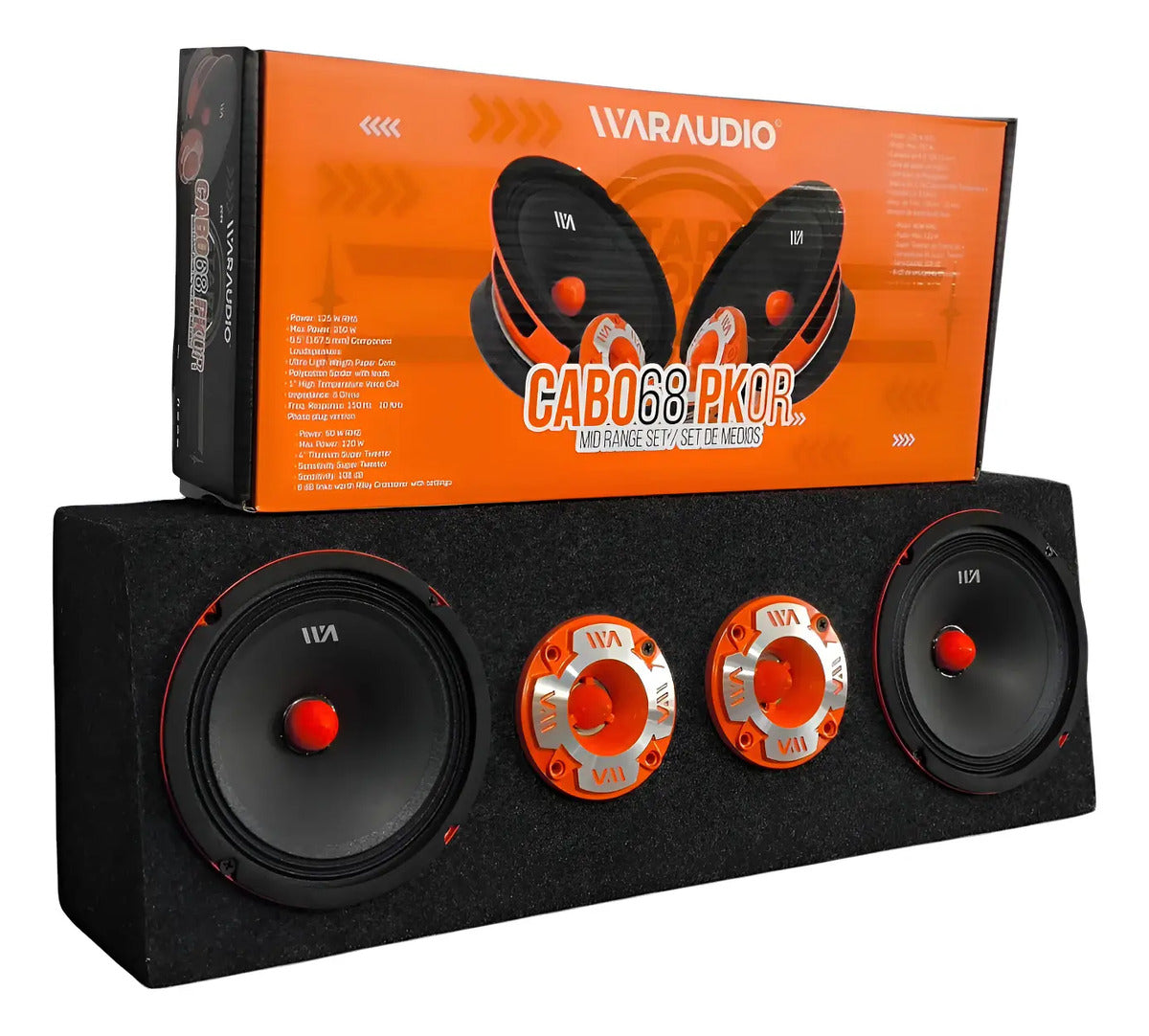 Set De Medios Rango War Audio Cabo68pksilver + Cajon Open
