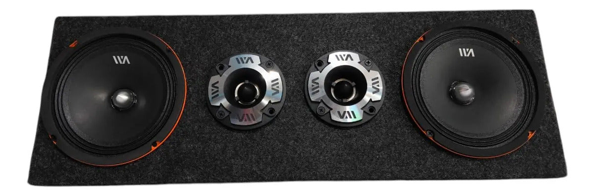 Set De Medios Rango War Audio Cabo68pksilver + Cajon Open