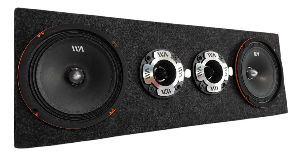 Set De Medios Rango War Audio Cabo68pksilver + Cajon Open