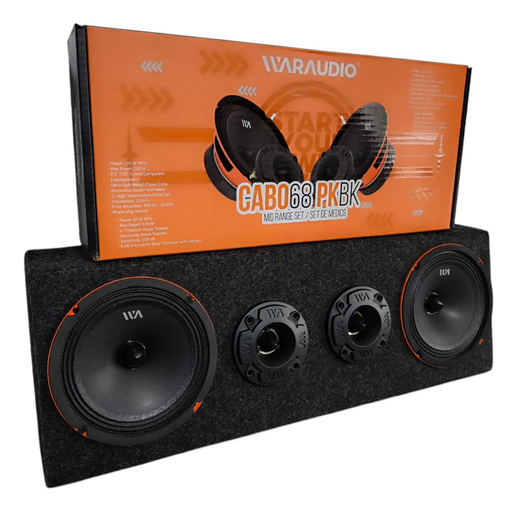 Set De Medios Rango War Audio Cabo68pksilver + Cajon Open