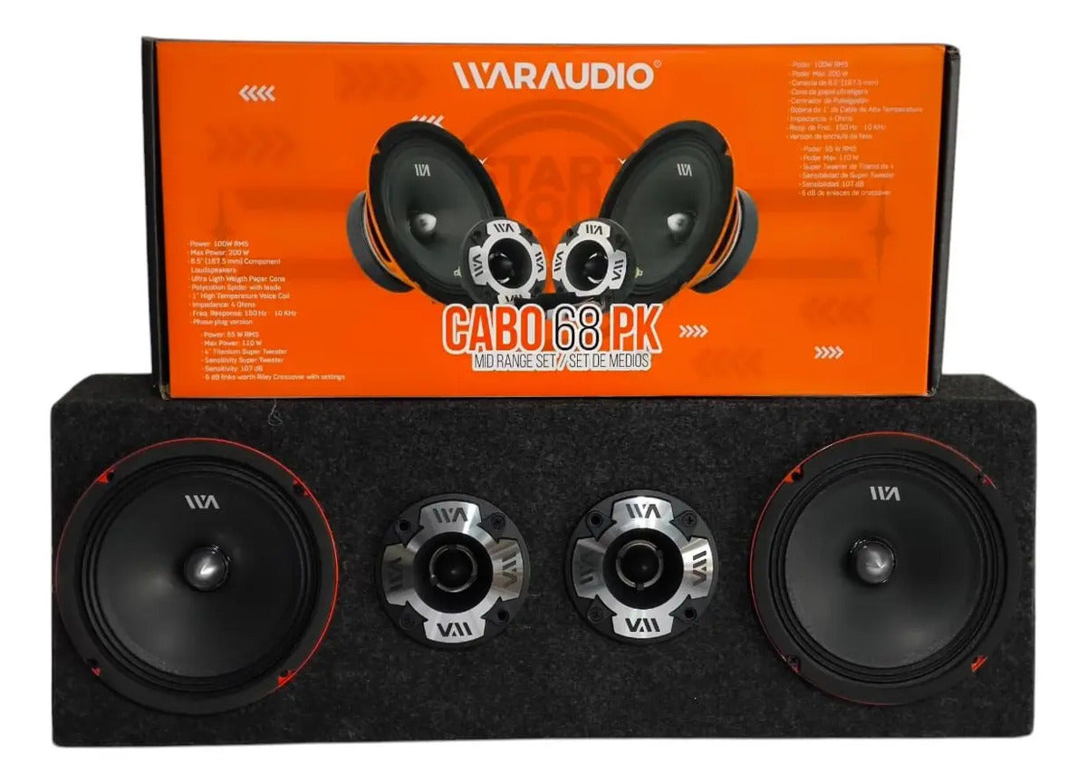 Set De Medios Rango War Audio Cabo68pksilver + Cajon Open