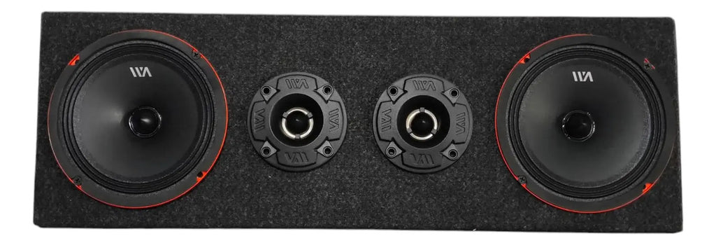 Set De Medios Rango War Audio Cabo68pksilver + Cajon Open